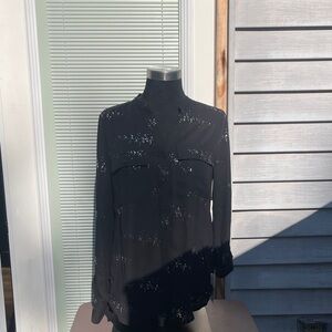 NWT Notations 3/4 or LS Blk/Silv SM